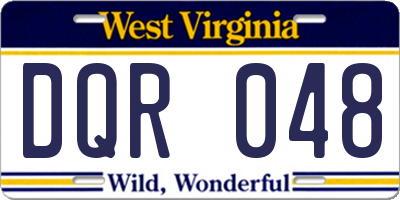 WV license plate DQR048