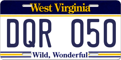 WV license plate DQR050