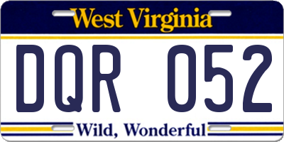 WV license plate DQR052