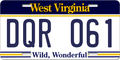WV license plate DQR061