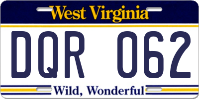 WV license plate DQR062