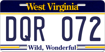 WV license plate DQR072