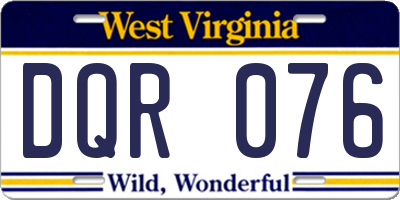 WV license plate DQR076