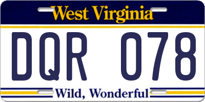 WV license plate DQR078