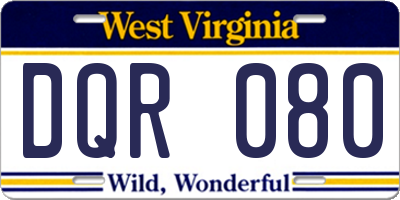 WV license plate DQR080