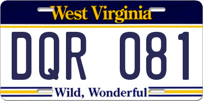 WV license plate DQR081