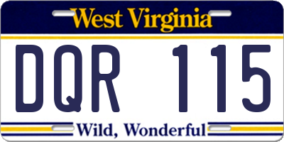 WV license plate DQR115