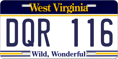 WV license plate DQR116