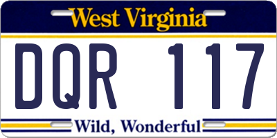 WV license plate DQR117