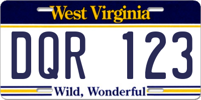 WV license plate DQR123
