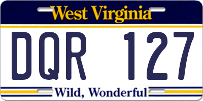 WV license plate DQR127