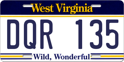 WV license plate DQR135