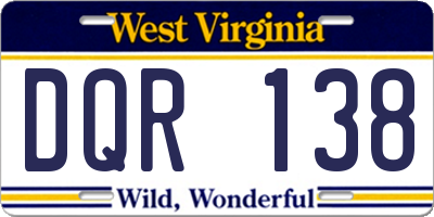 WV license plate DQR138