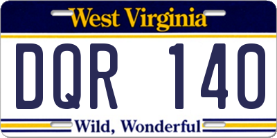WV license plate DQR140
