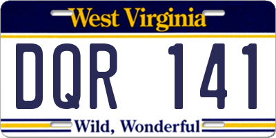 WV license plate DQR141
