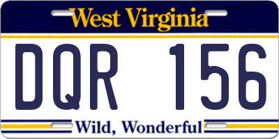 WV license plate DQR156