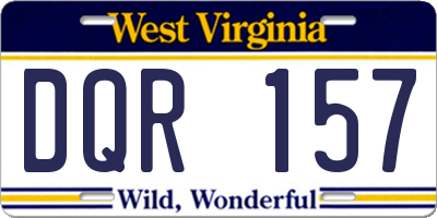 WV license plate DQR157