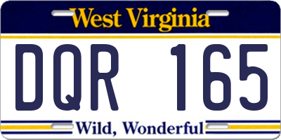 WV license plate DQR165