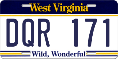 WV license plate DQR171