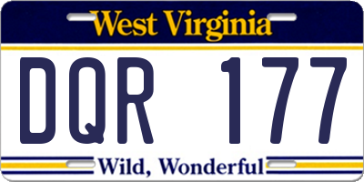 WV license plate DQR177