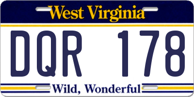 WV license plate DQR178