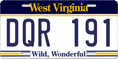 WV license plate DQR191