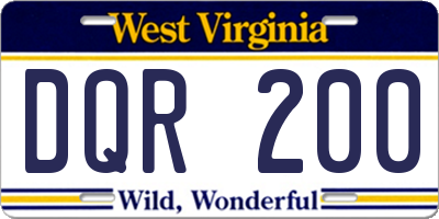 WV license plate DQR200