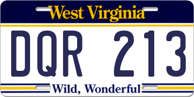 WV license plate DQR213