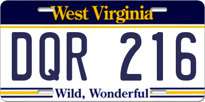 WV license plate DQR216