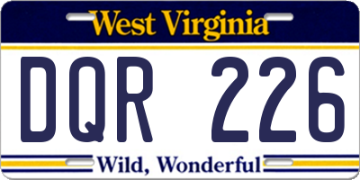 WV license plate DQR226