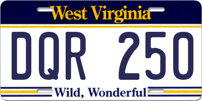 WV license plate DQR250