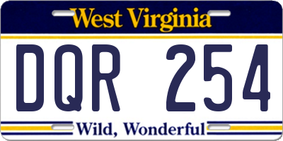 WV license plate DQR254