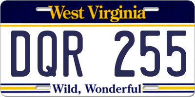 WV license plate DQR255
