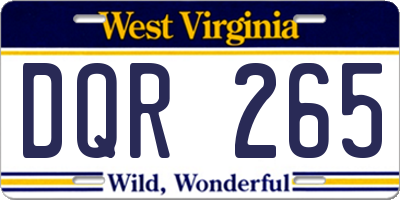 WV license plate DQR265