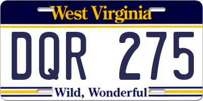 WV license plate DQR275