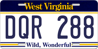 WV license plate DQR288