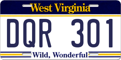 WV license plate DQR301