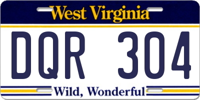 WV license plate DQR304