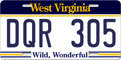 WV license plate DQR305