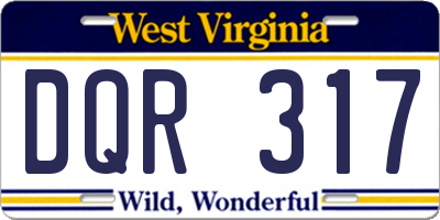 WV license plate DQR317