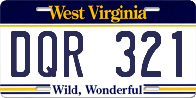 WV license plate DQR321