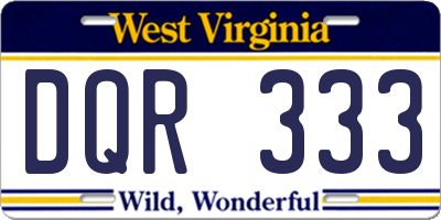 WV license plate DQR333