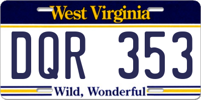 WV license plate DQR353