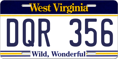 WV license plate DQR356