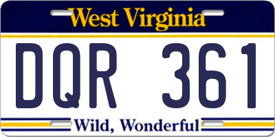 WV license plate DQR361