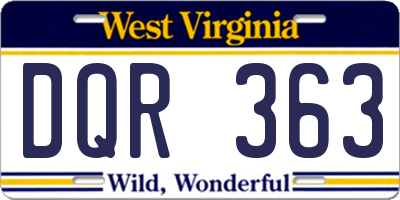 WV license plate DQR363