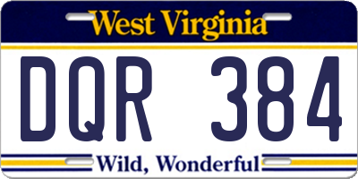 WV license plate DQR384