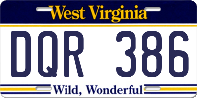 WV license plate DQR386