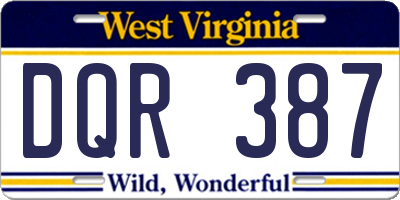 WV license plate DQR387