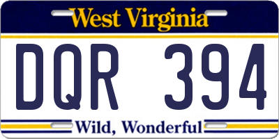 WV license plate DQR394